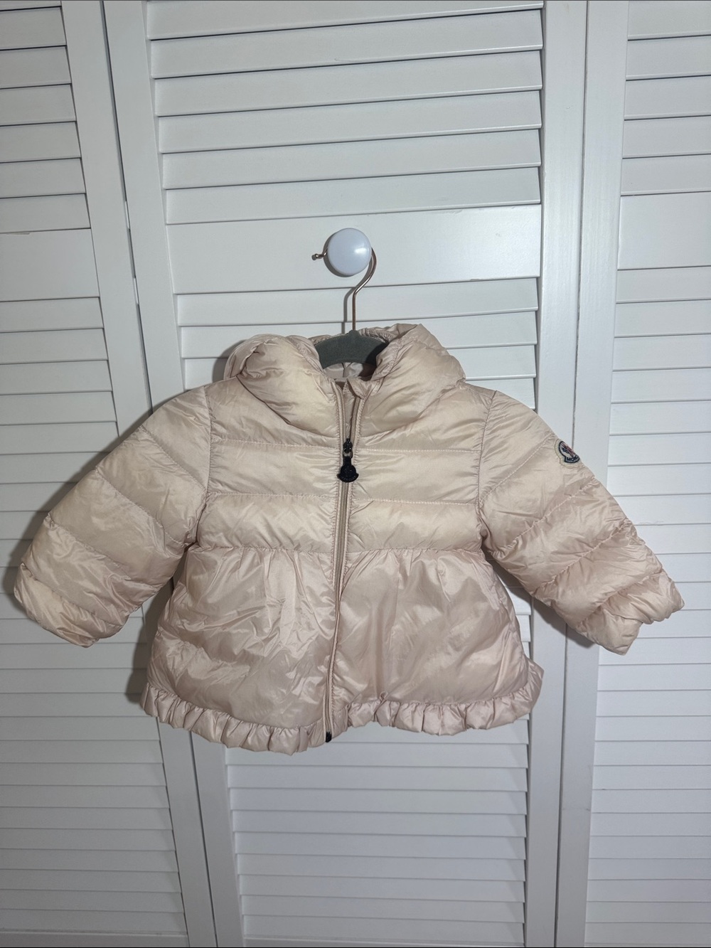 MONCLER Light Pink Hooded Puffer Jacket for Baby Girl